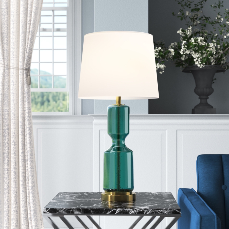 Transparent Glass & Brass Table Lamp
