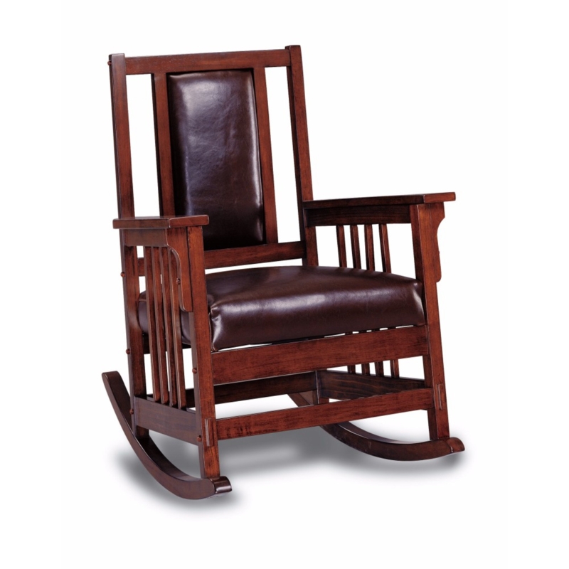 Espresso Leatherette Mission Style Rocking Chair