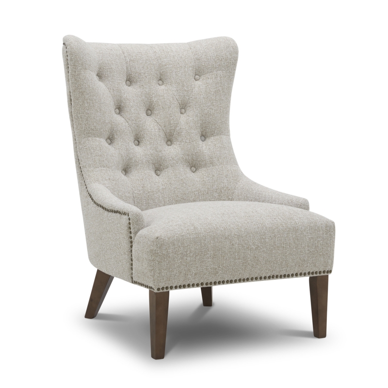 Button-Tufted Accent Chair with Nailhead Trim