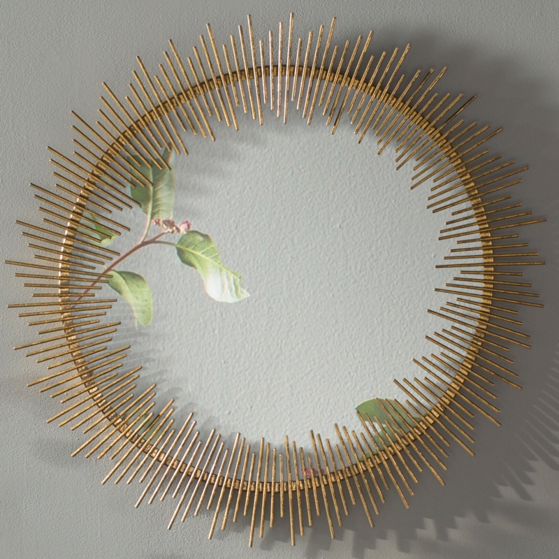 Elegant Iron and Wood Sunburst Mirror