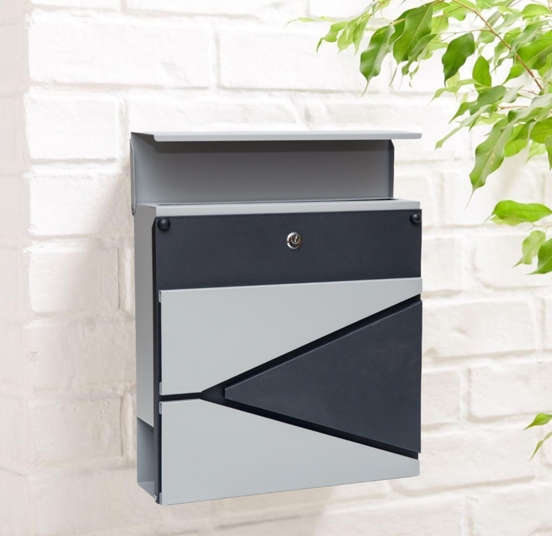 Vertical Wall-Mounted Mailbox with Geometric Design