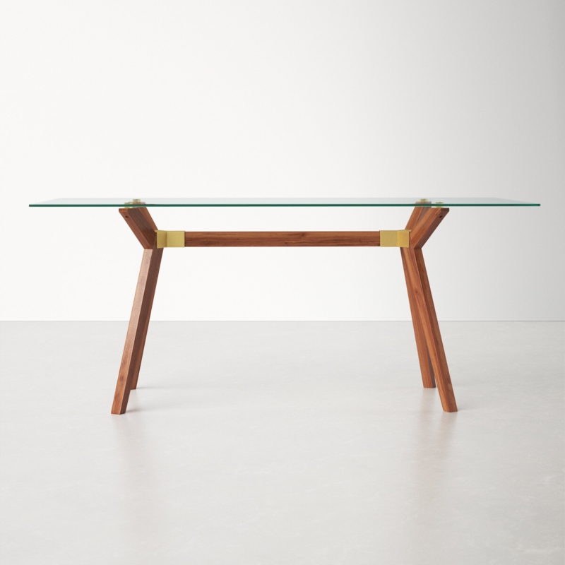 Glass Writing Desk with Wood Frame