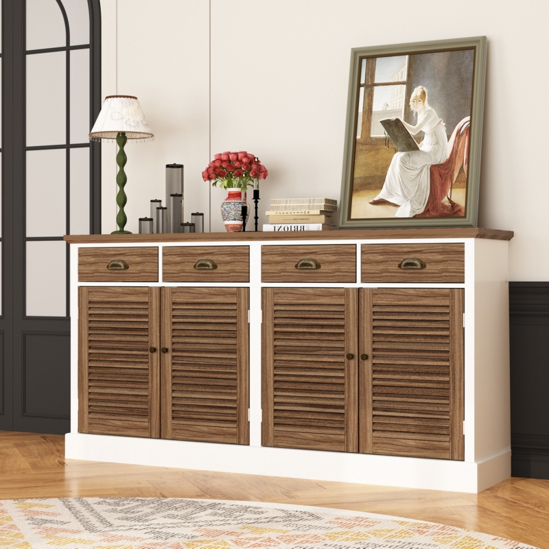 12-Pair Shoe Storage Cabinet with 4 Drawers