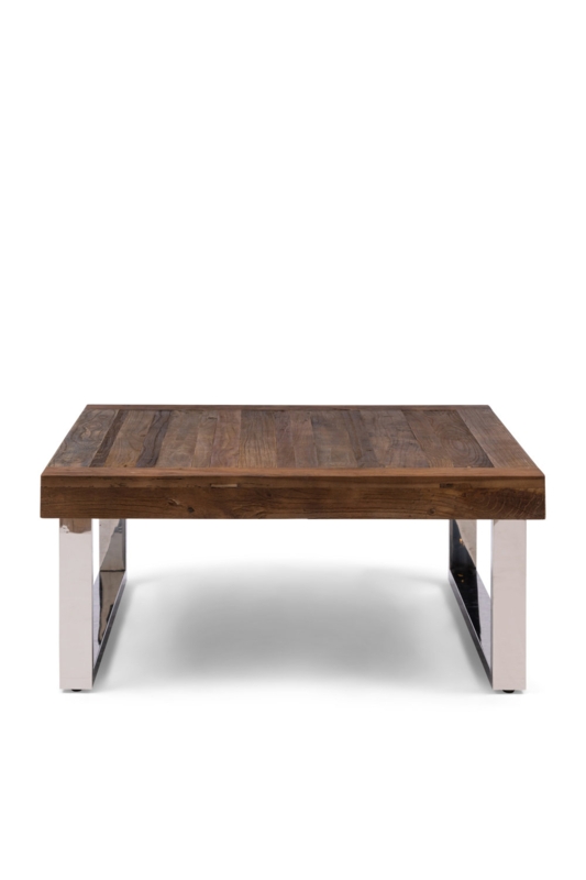 Old Elm and Stainless Steel Coffee Table