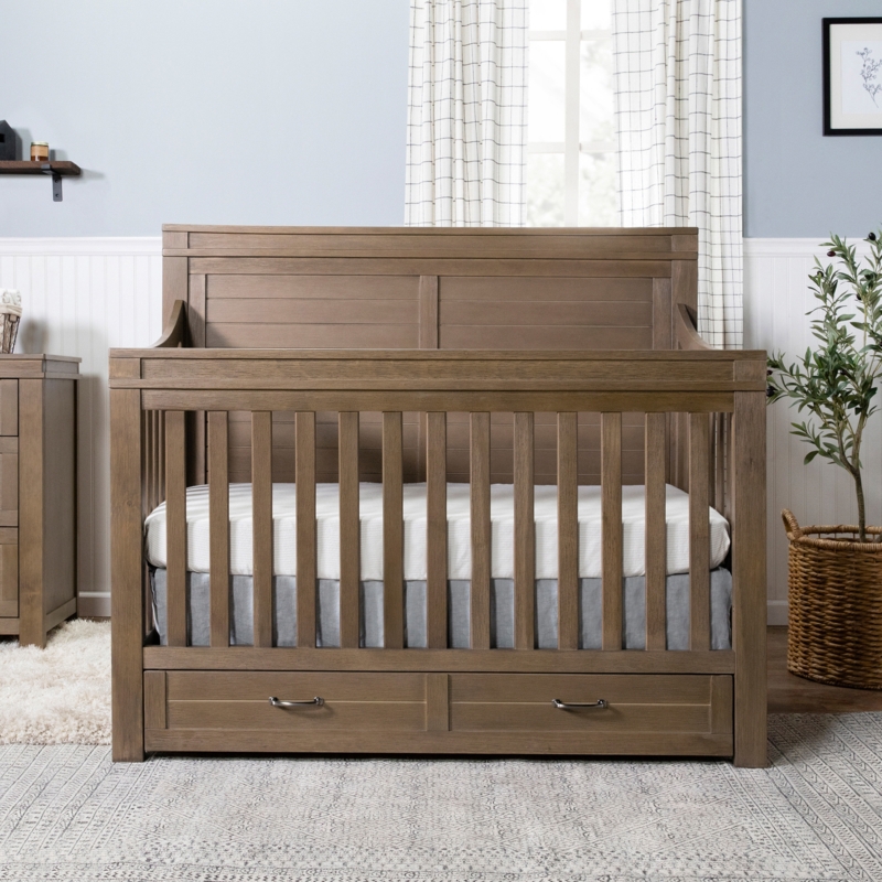 Farmhouse 4-in-1 Convertible Crib with Under-Drawer