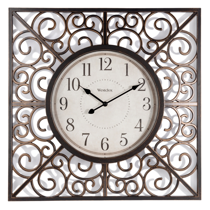 20" Stylish Wrought-Iron Scrolled Wall Clock