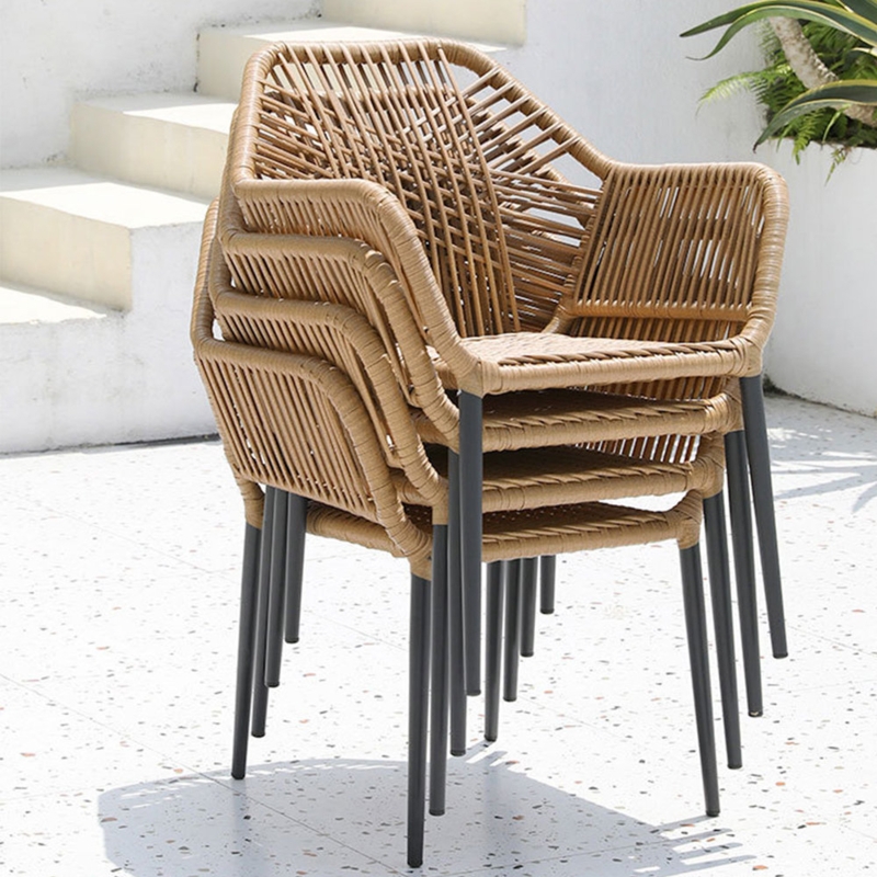 Ergonomic Rattan Chair with Thickened Aluminum Alloy Frame