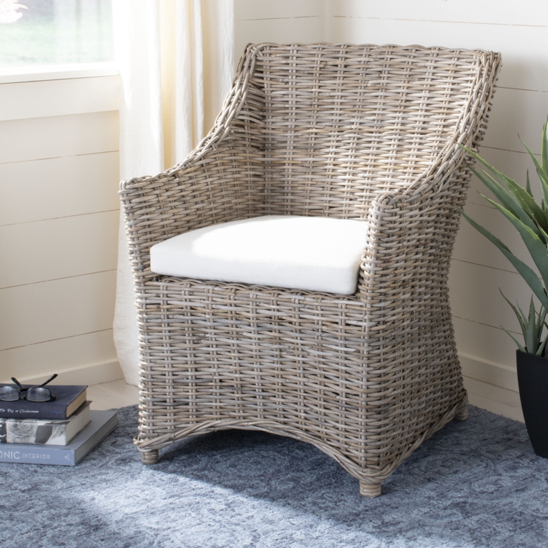 Rattan and Kubu Chair with Cotton Cushion
