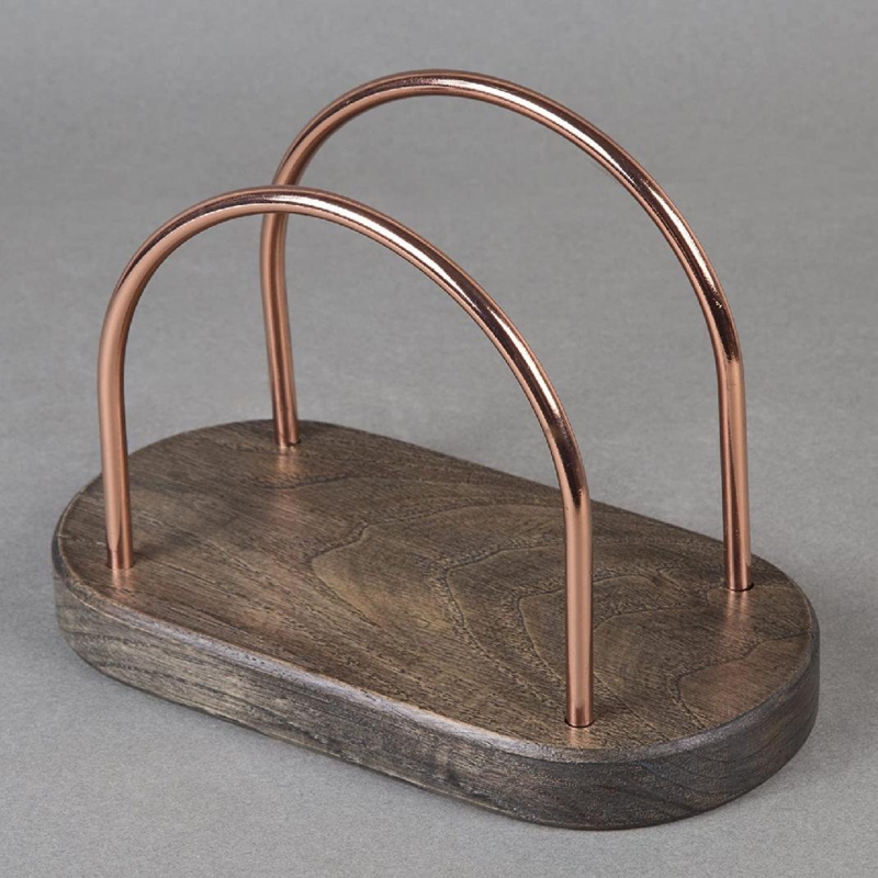 Chestnut Wood and Copper Wire Napkin Holder