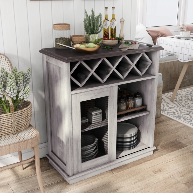 Contemporary Buffet Cabinet with Bottle Rack