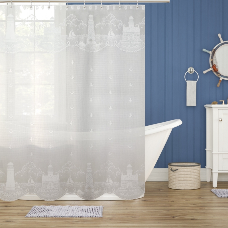 Nautical-Inspired Shower Curtain with Ocean Scene
