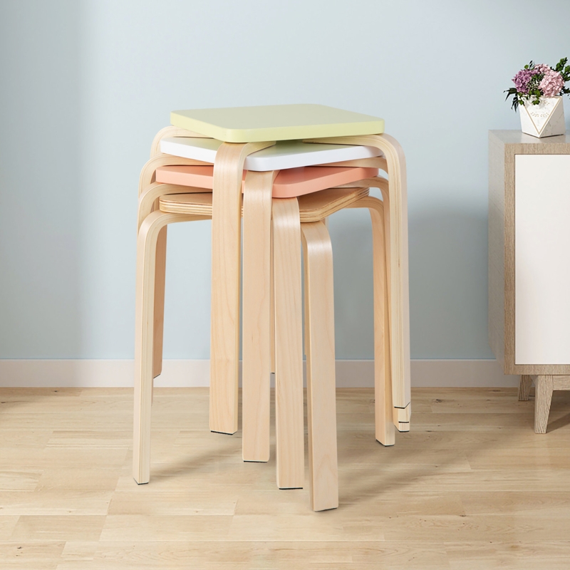 Square Backless Wooden Stool