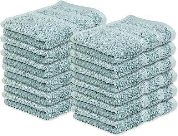  12 - Piece 100% Cotton Washcloth Same-Size Set Guest Room Case Pack