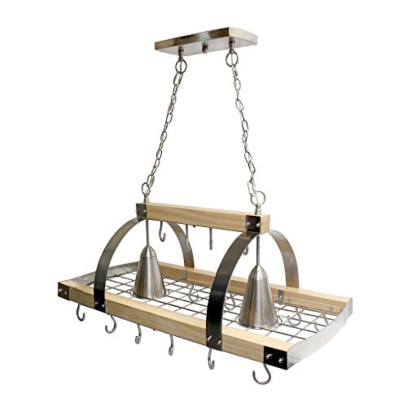 Adrik Wood Rectangle Hanging Pot Rack
