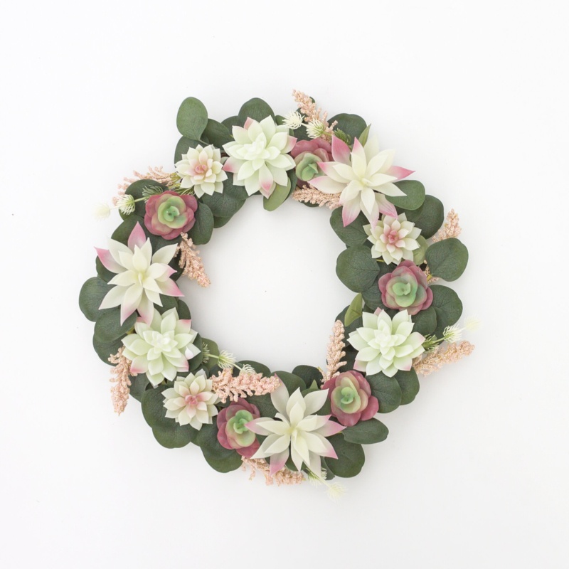 Ansuma 15" Handmade Faux Succulent Polyester Wreath