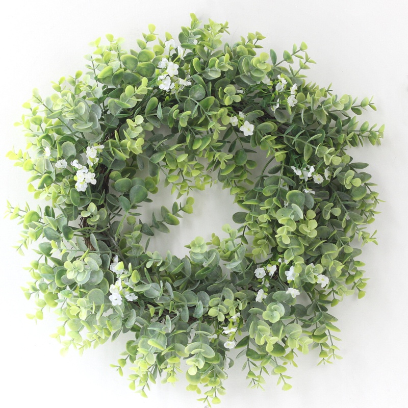 Ansuma 17" Green Handmade Faux Eucalyptus Polyester Wreath