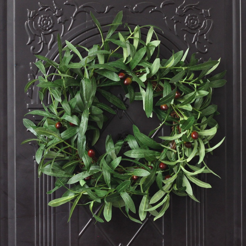 Ansuma 24" Green Handmade Faux Olive Polyester Wreath