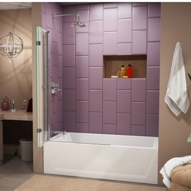 Aqua Fold 36" W x 58" H Folding Semi-Frameless Tub Door