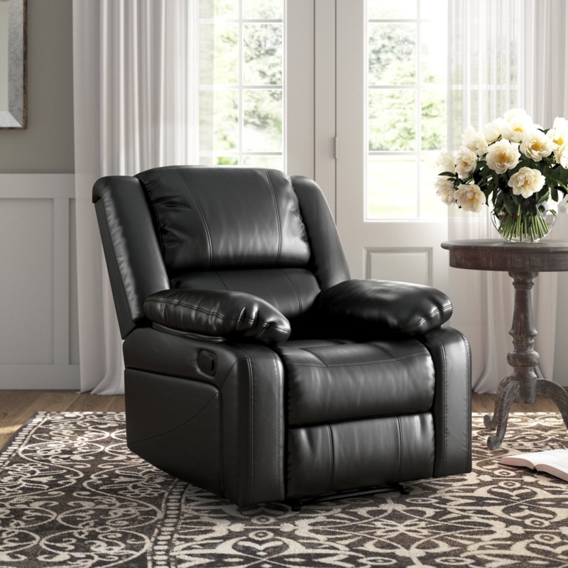 Arland Contemprary Faux Leather Pillow Back Recliner