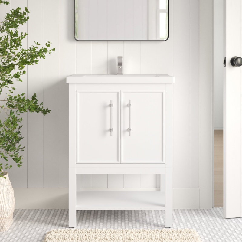 Jewell 24.4'' Free Standing Single Bathroom Vanity with Ceramic Top