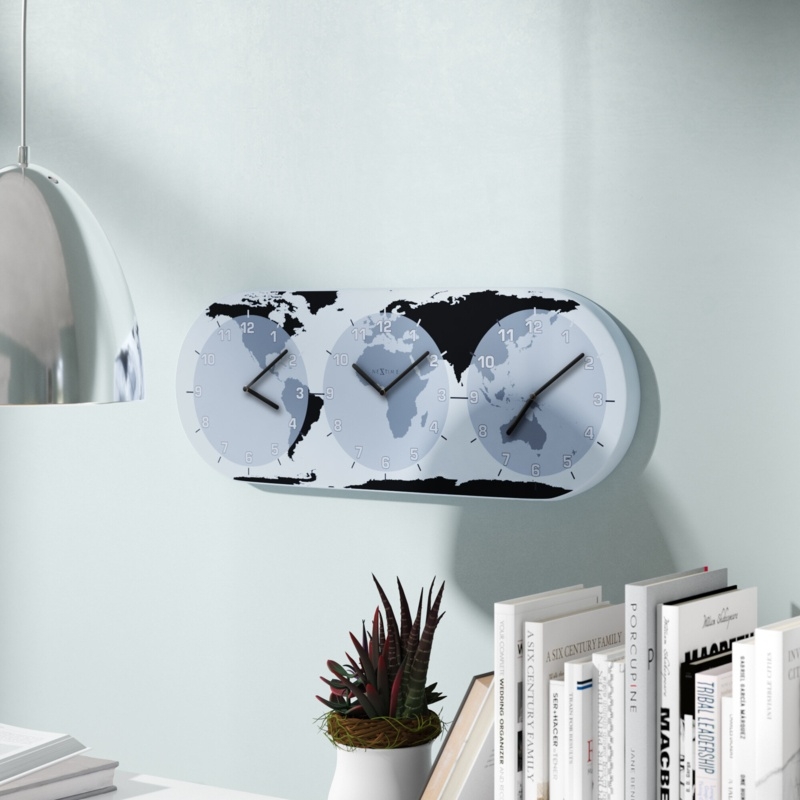 Mondial World Time Zone Glass Wall Clock
