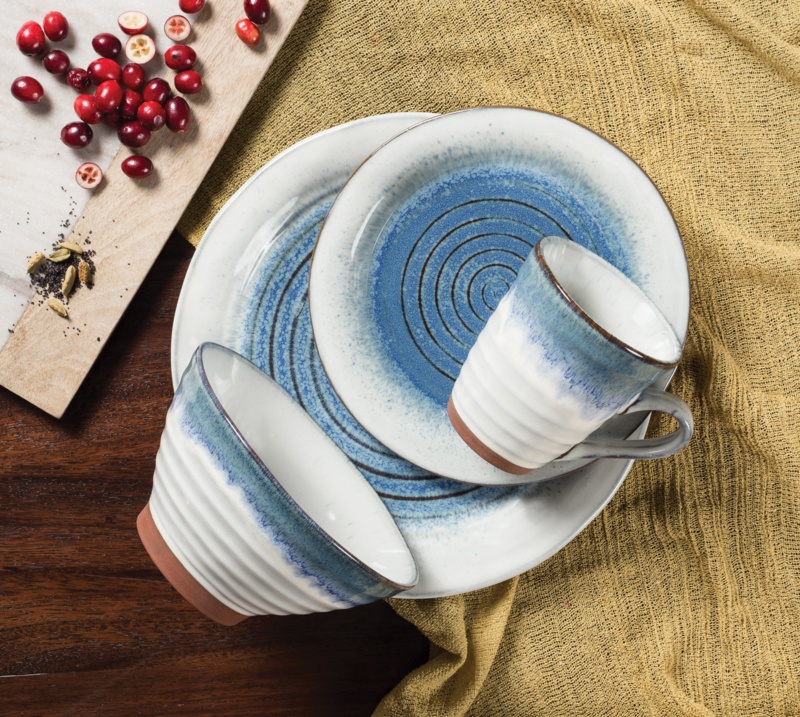 Sango Talia Dusk Blue Stoneware 16 Pc Dinnerware Set - Service for 4