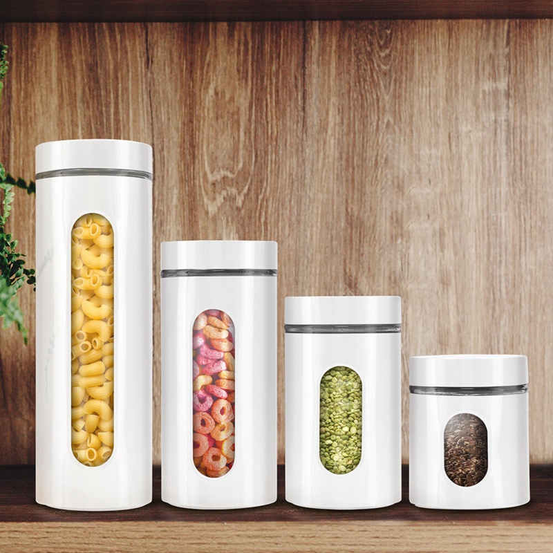 Stainless Steel over Glass 4 Piece Kitchen Canister Set