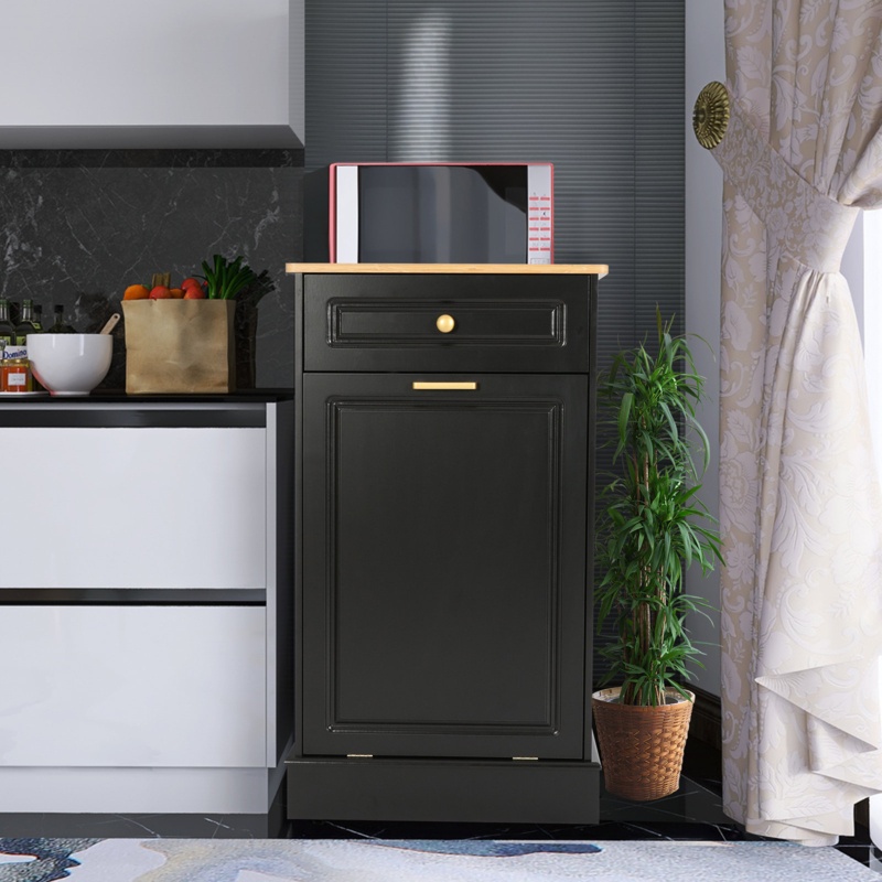 10 Gallons Manufactured Wood Open Cabinet Trash Can