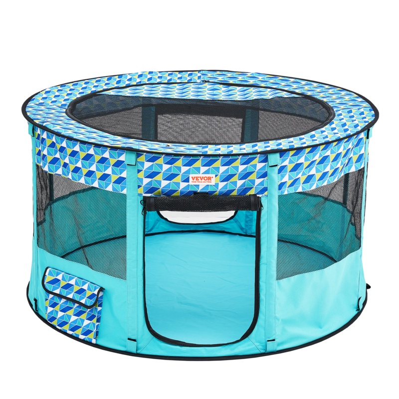 24'' H 4 Panel Fabric Exercise Pen With Pet Door