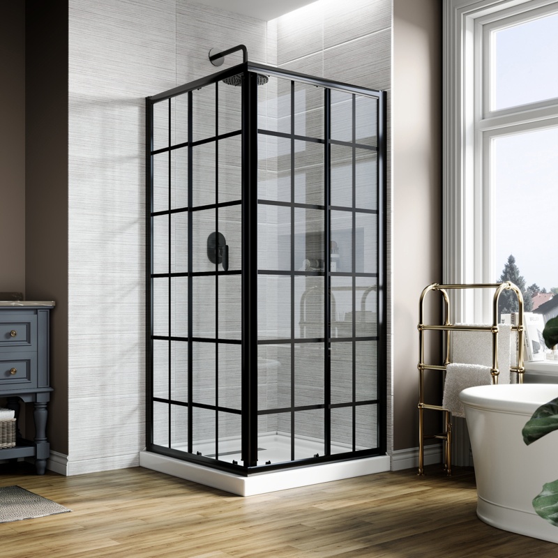 36'' W 72'' H Framed Square Reversible Shower Enclosure