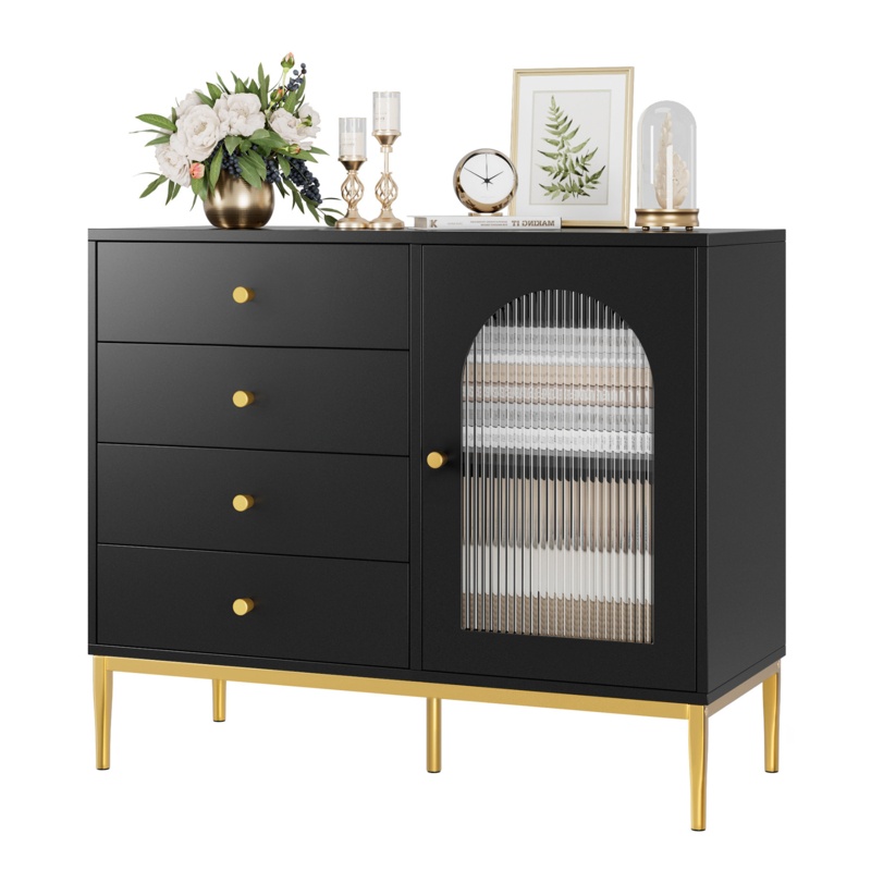 37.7'' Wide 1-Door Accent Cabinet with 4 Drawers