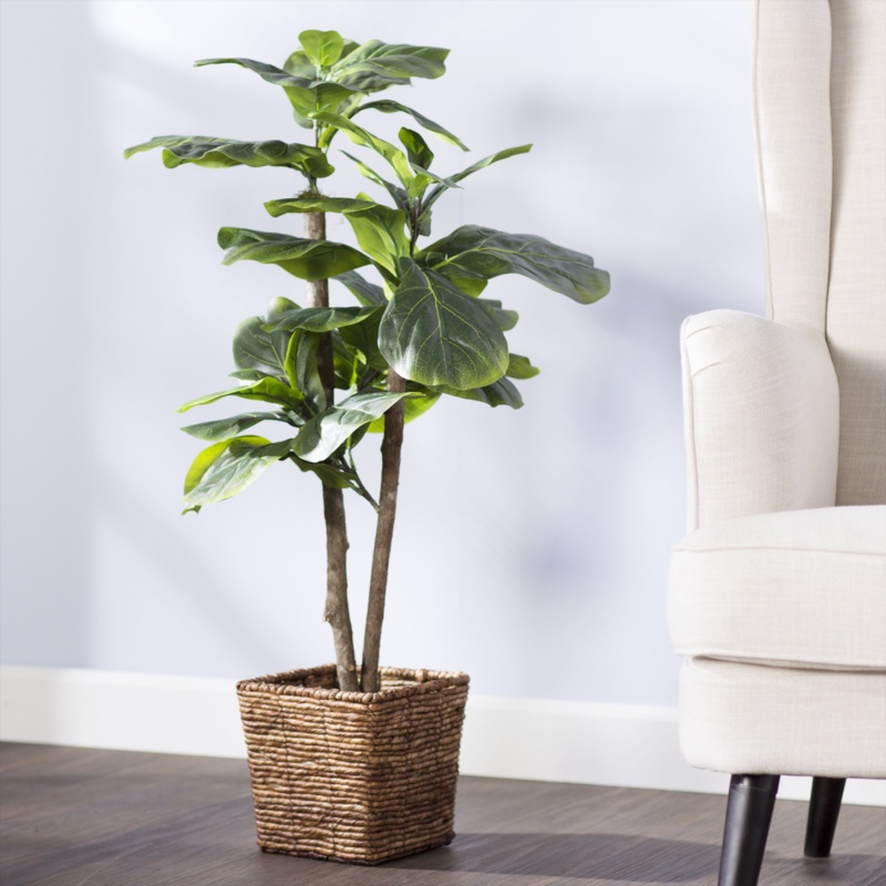 38.00'' Artificial Mini Fiddle Leaf Fig Tree in Basket