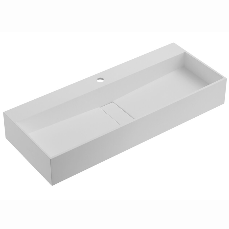 40 in. Wall-Mount or Countertop Bathroom Hidden Drain Sink with Single Faucet Holes