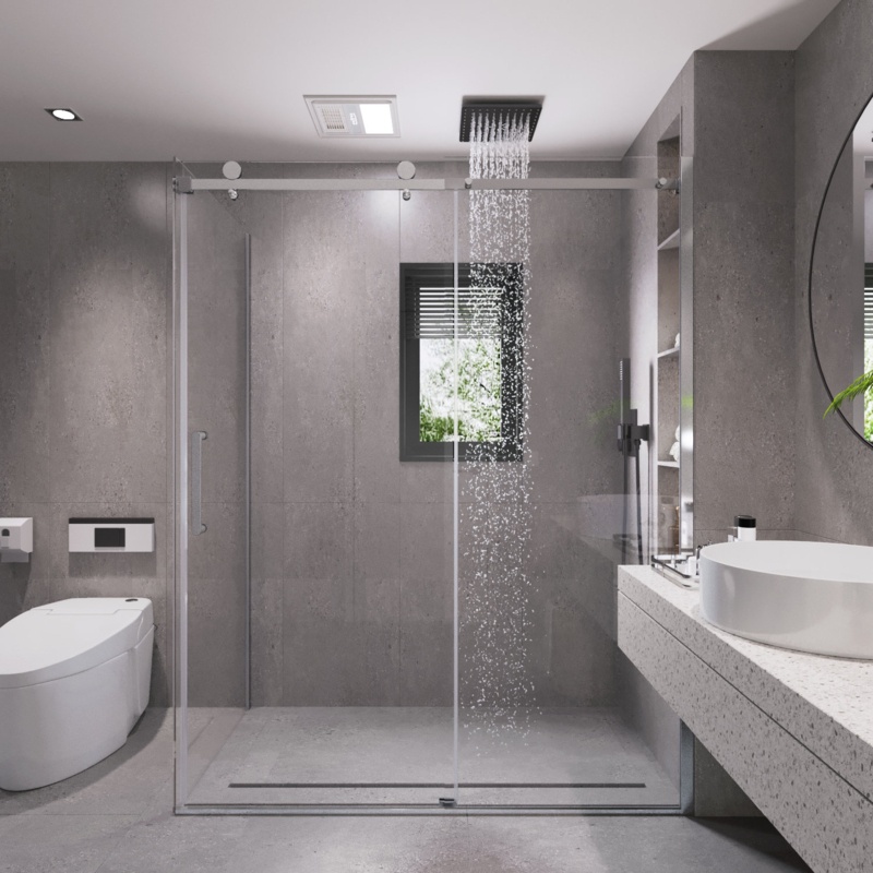 59" W x 31.25" D x 75" H Frameless Rectangle Shower Enclosure