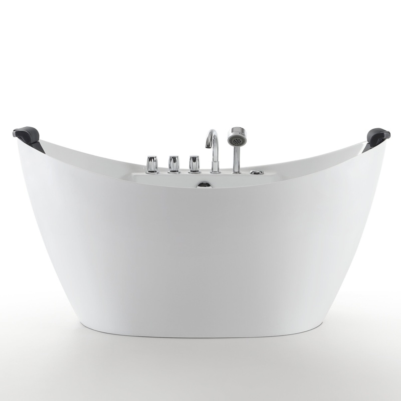 59'' x 28.7'' Freestanding Whirlpool Acrylic Bathtub with Faucet