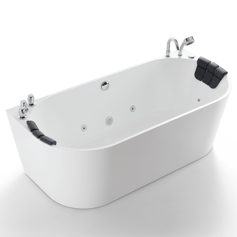 59'' x 29.5'' Freestanding Whirlpool Acrylic Bathtub with Faucet
