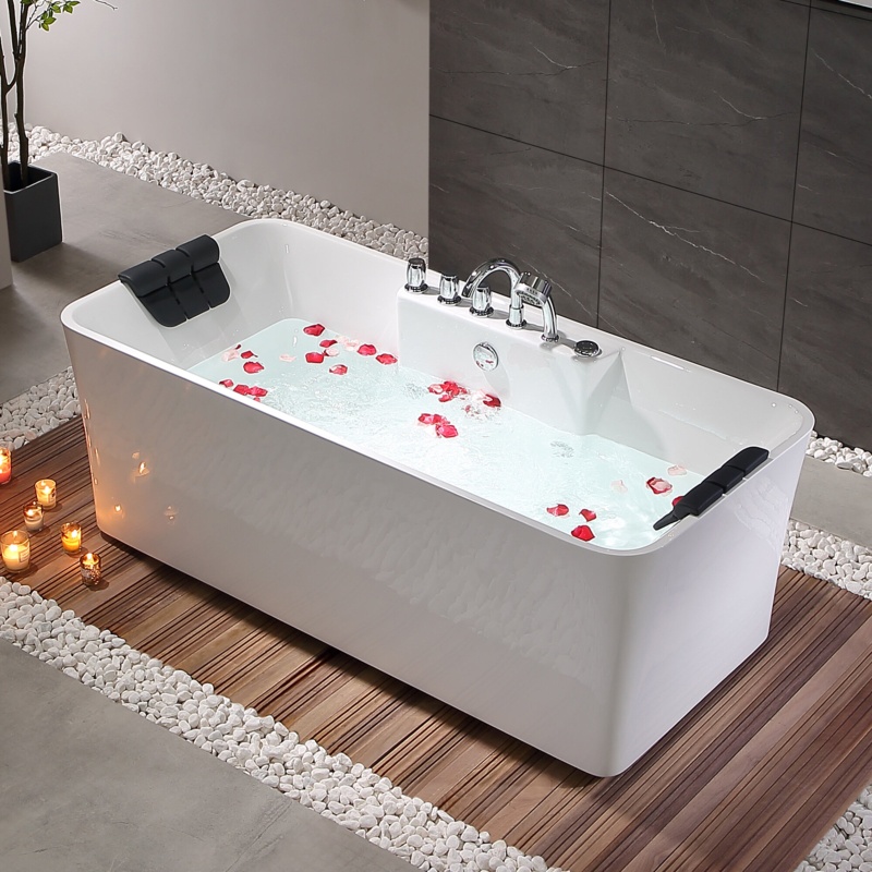 67'' x 31.5'' Freestanding Whirlpool Acrylic Bathtub with Faucet
