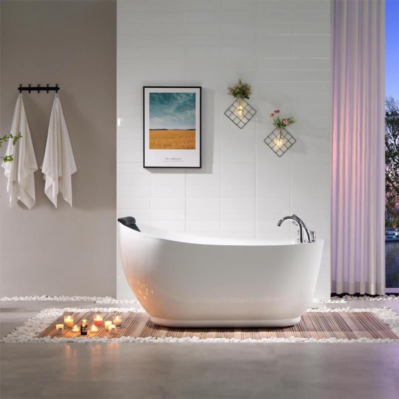 67'' x 31.5'' Freestanding Whirlpool Acrylic Bathtub with Faucet