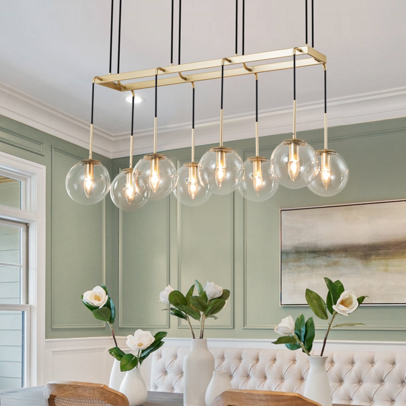 8 - Light Dimmable Kitchen Island Square / Rectangle Chandelier
