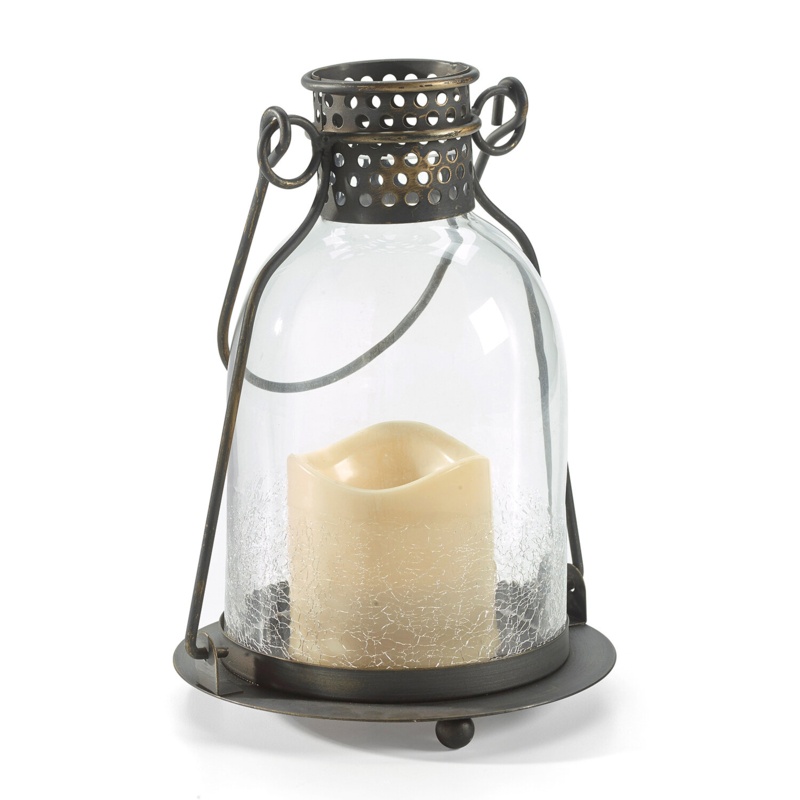 9.05" Glass Tabletop Lantern with Candle Included