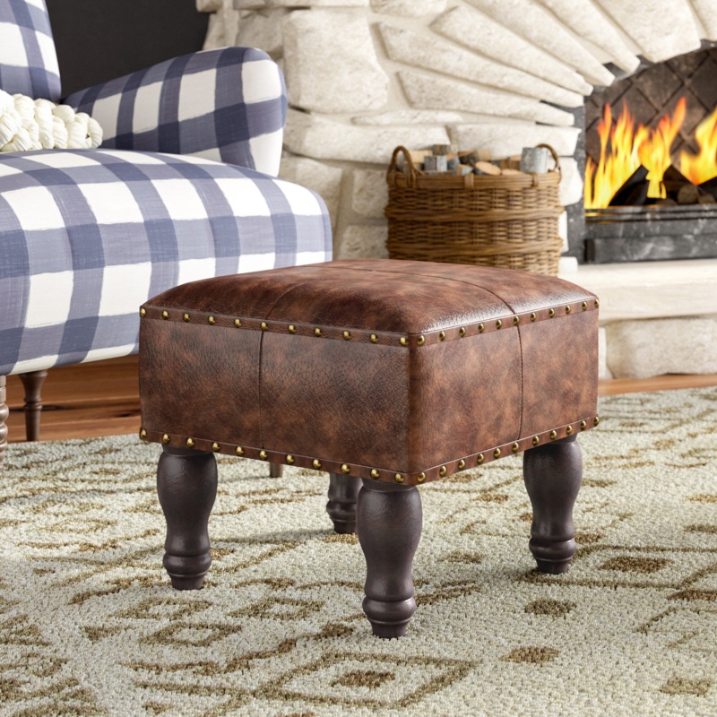 Aleksa Vegan Leather Ottoman