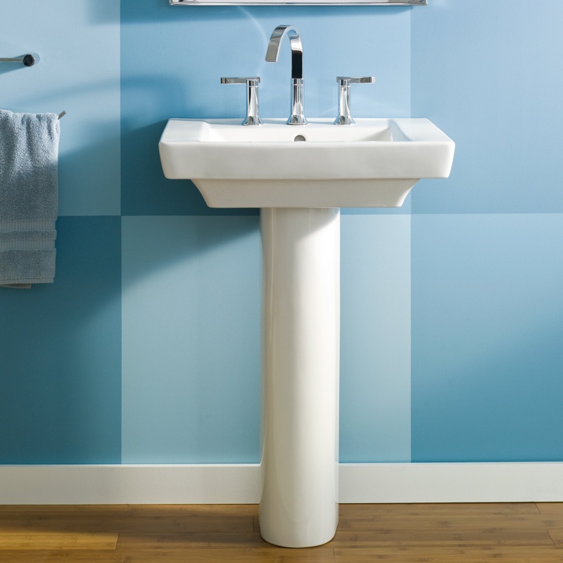 American Standard Boulevard White Vitreous China Rectangular Pedestal Bathroom Sink with Overflow