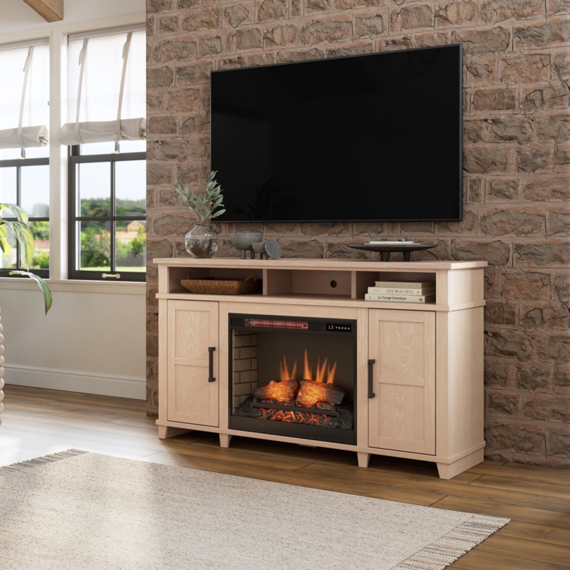 Anbar 65" Fully Assembled TV Stand with Electric Fireplace, Fits TVs up to 75"