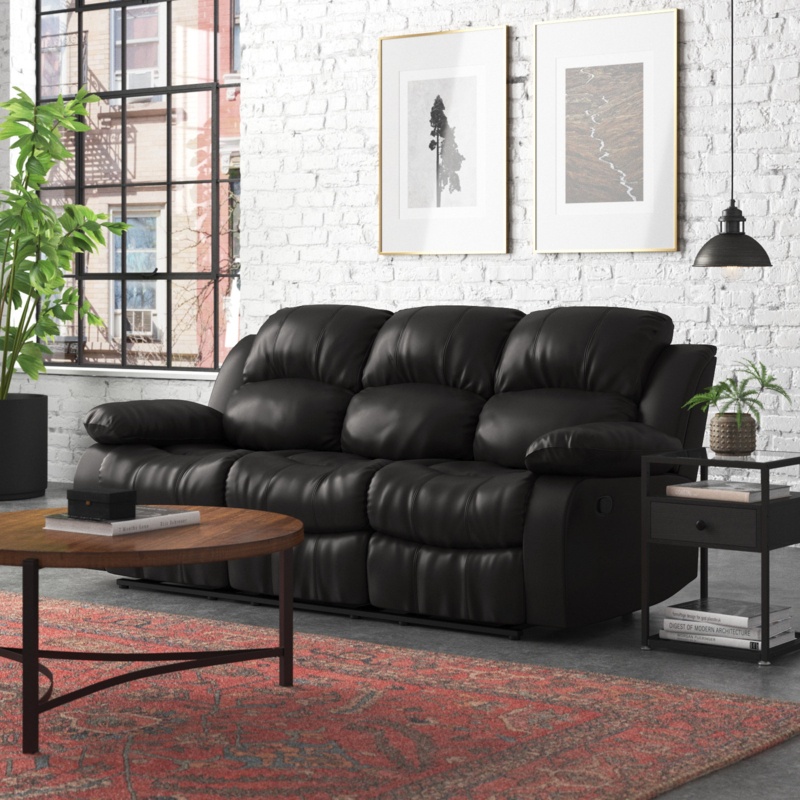 Angelese 83'' Vegan Leather Reclining Sofa