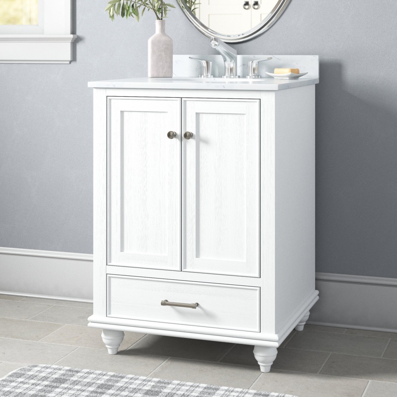 Angelissa 24'' Free Standing Single Bathroom Vanity with Engineered Stone Top
