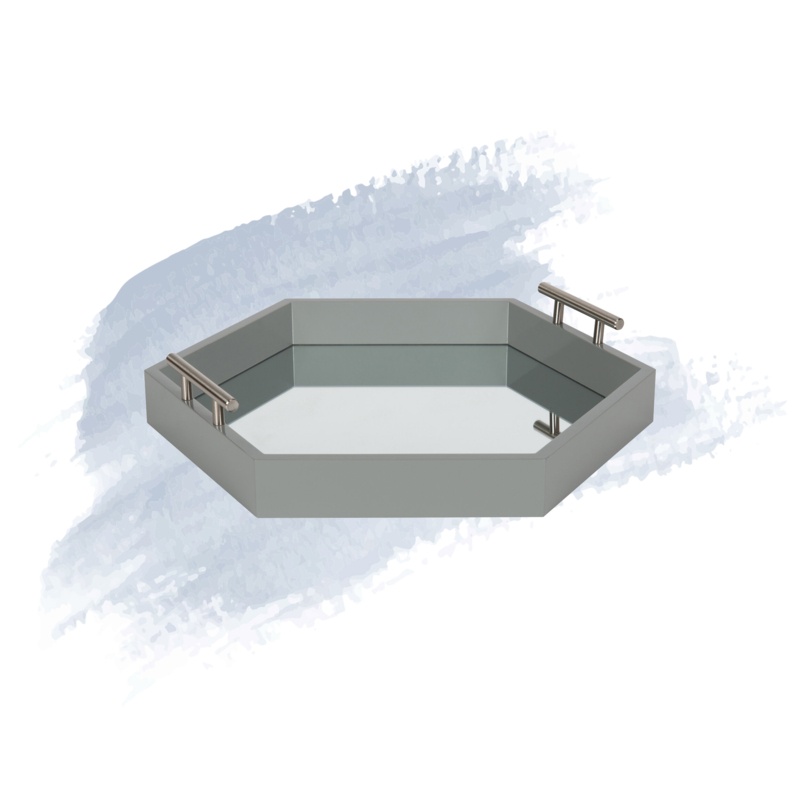 Arcuri Hexagon Decorative Tray with Metal Handles
