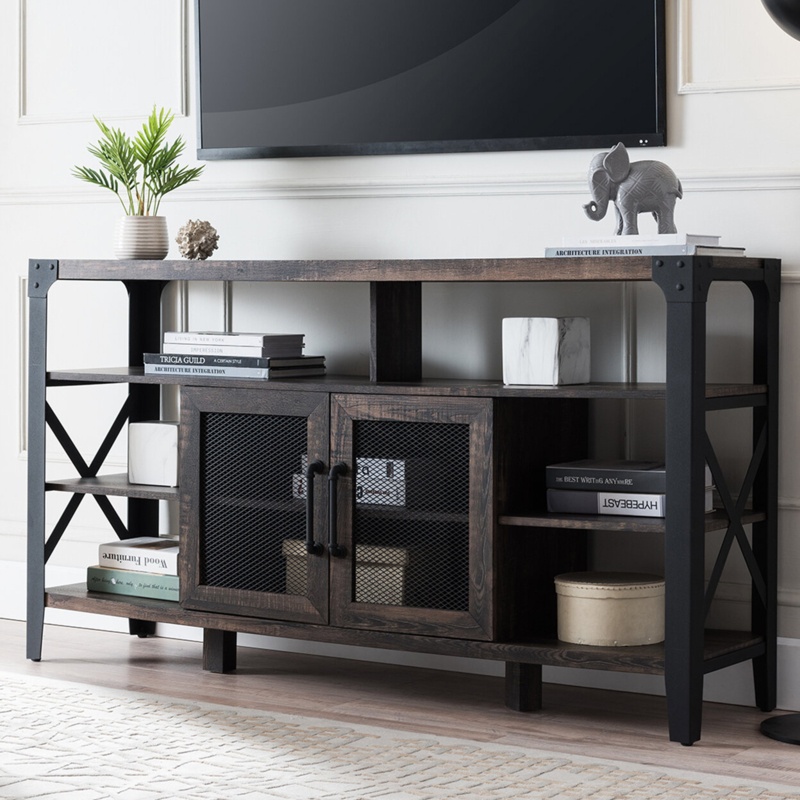 Augeron Industrial Rustic Media Console With Soundbar Shelf for TVs up to 65"