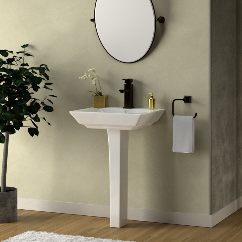 Barclay 28.75'' Tall White Vitreous China Rectangular Pedestal Bathroom Sink with Overflow