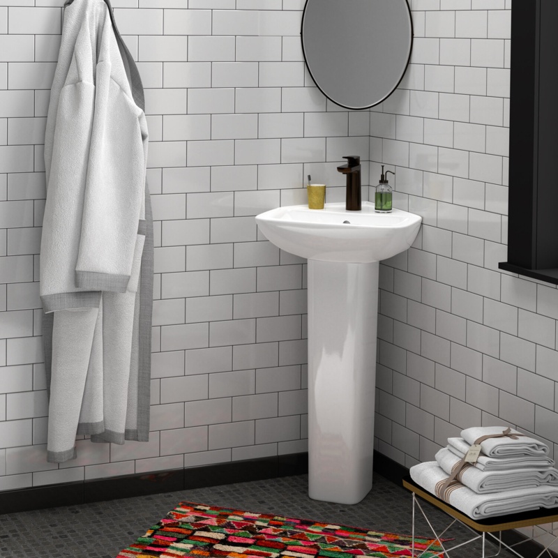 Barclay Eden 26'' Tall White Vitreous China Specialty Pedestal Bathroom Sink with Overflow
