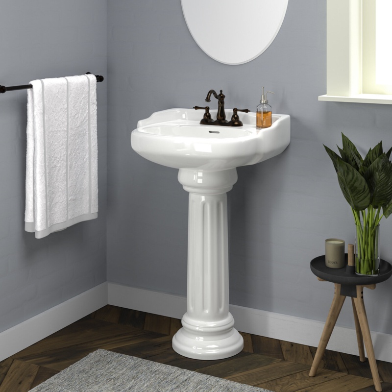 Barclay Vicki 35.5'' Tall Vitreous China Oval Pedestal Bathroom Sink with Overflow